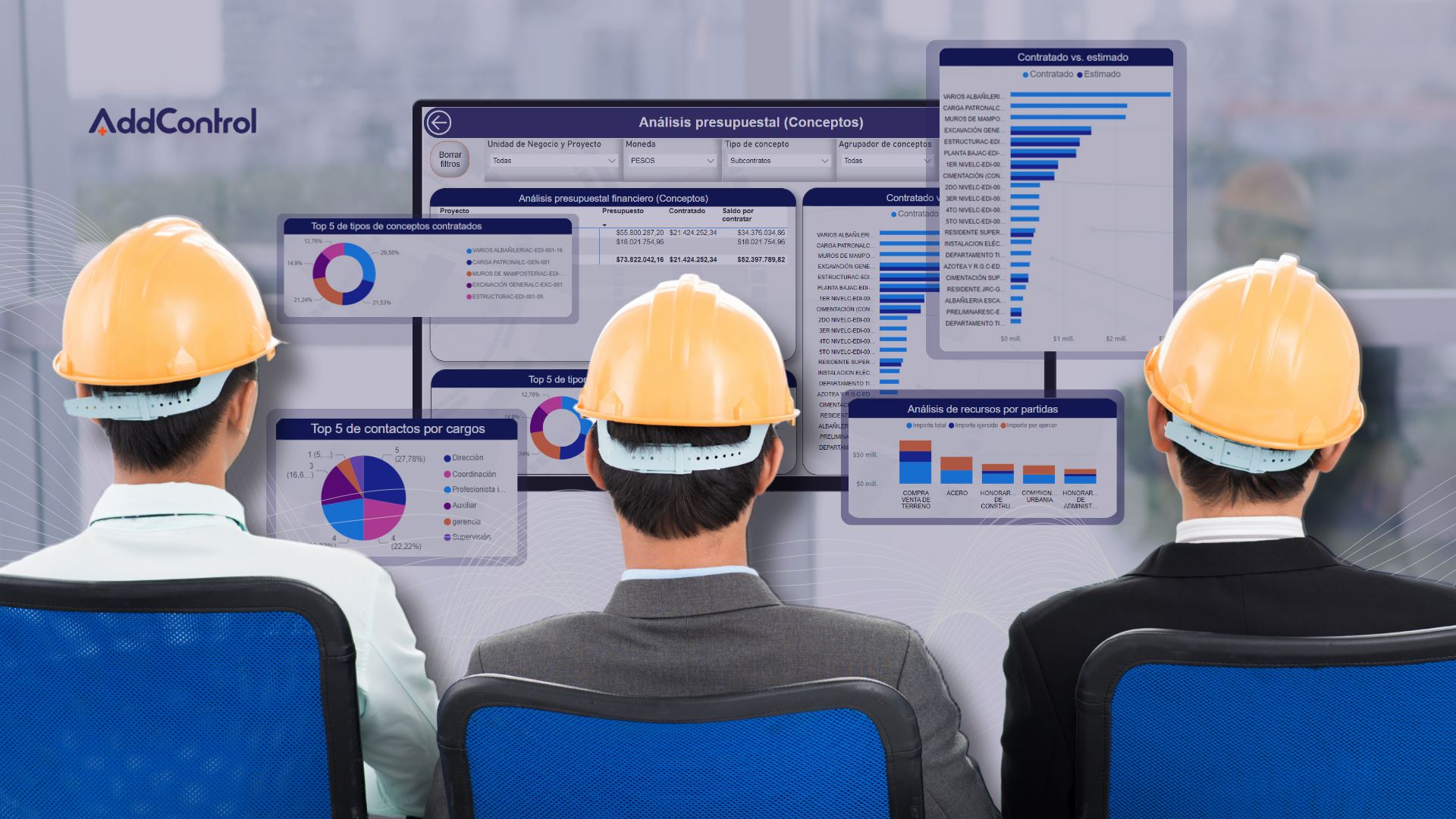 Ingenieros utilizando uno de los mejores ERP para constructoras